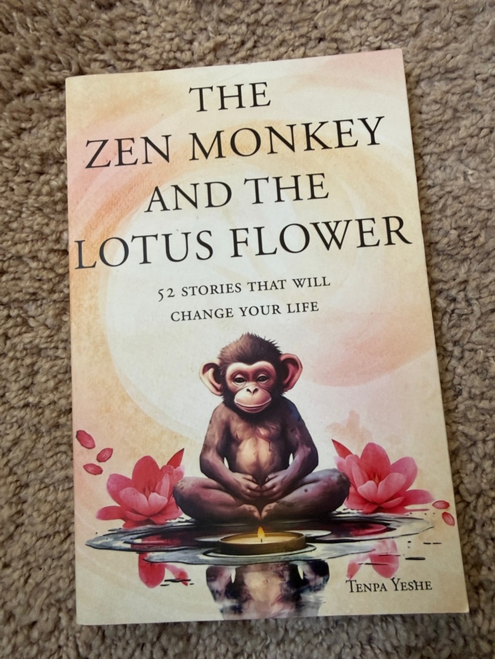 The Zen Monkey and the Lotus Flower Wall Art - Pink & Cream